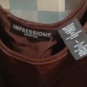 FINAL PRICE NWT IMPRESSIONS LIFESTYLE chocolate brown sleeveless blouse Sz L